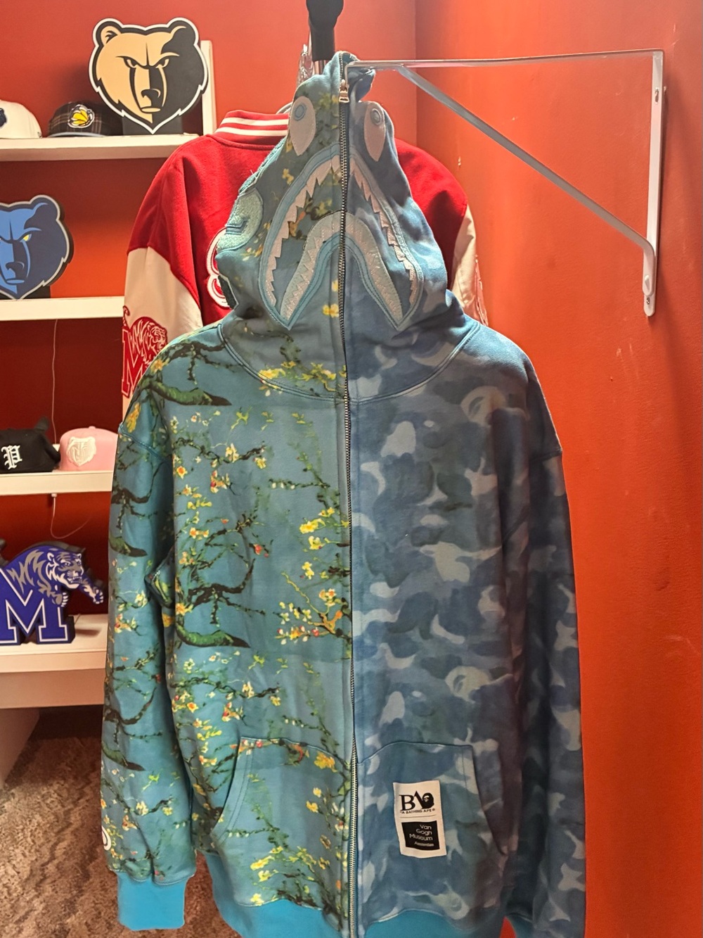 Bape Blue Shark-Detail Zip Hoodie Jacket